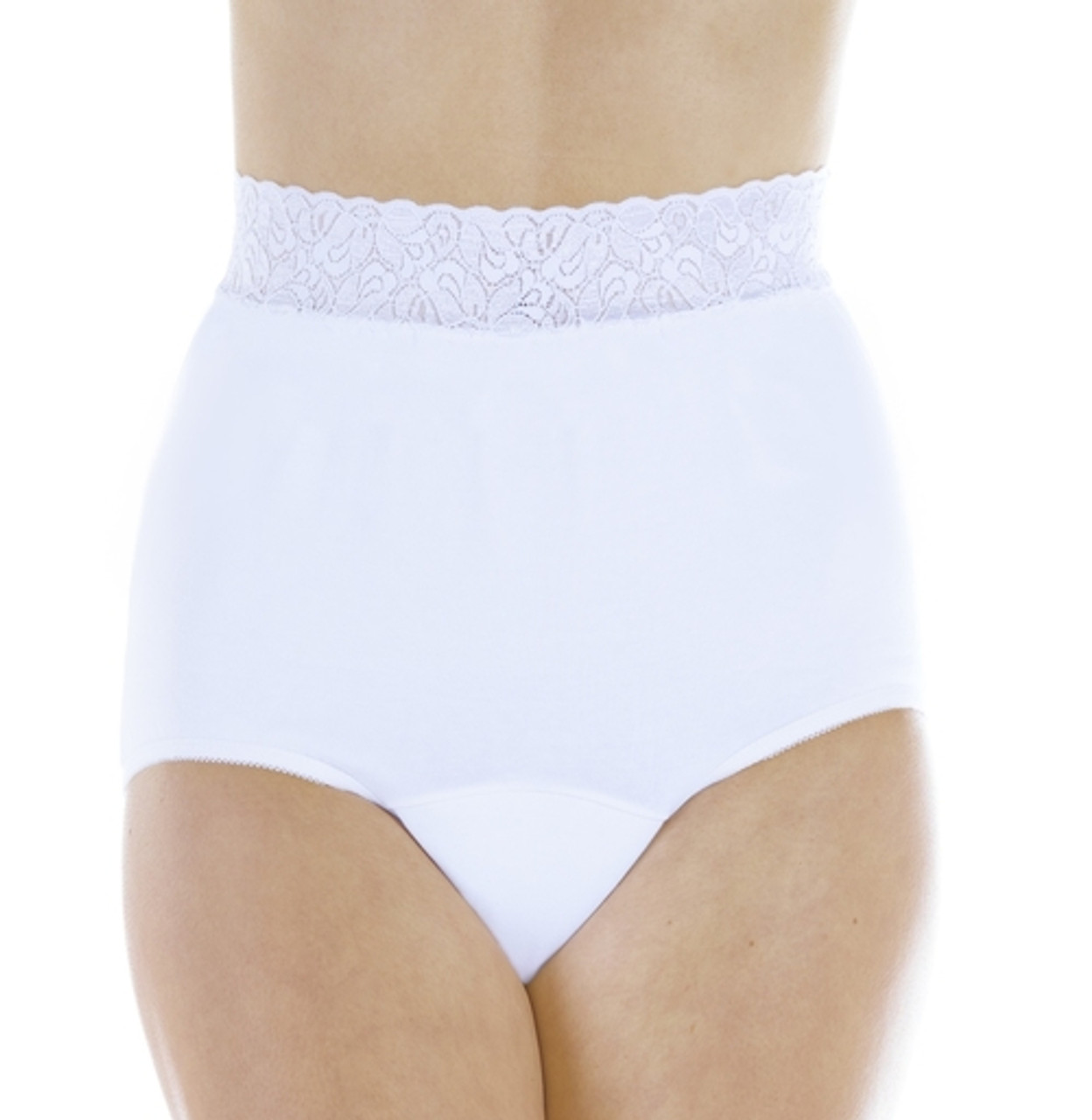 Wearever L10-WHT-MD-EA Women Lace Trim and Cotton Panty, Medium, Each