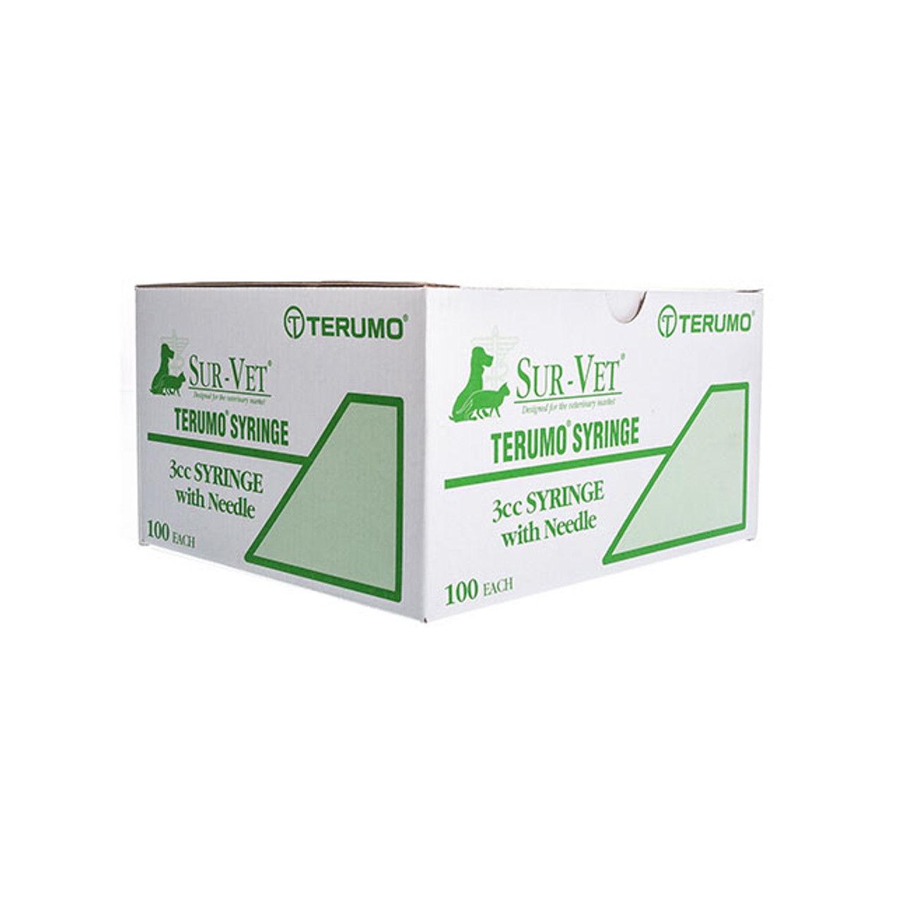 Terumo TC-100097 SUR-VET® Hypodermic Syringe, with L0.75" ODSEC 22GA, Regular Wall Needle, 3cc, 100/BX, 10/CA, CA
