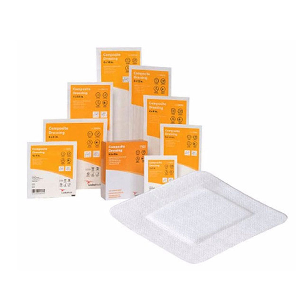 Cardinal Health COMP44 COMOPOSITE WOUND DRESSING 4"x4" STERILE NON-WOVEN ABSORBENT PAD W/ HYPOALLERGENIC ACRYLIC ADHESIVE, BX/10, BX