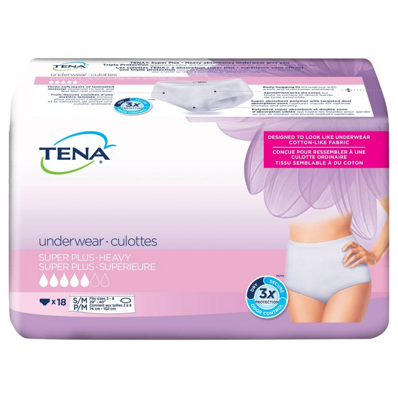 SCA 54287 TENA WOMEN PROTECTIVE UNDERWEAR, SUPER PLUS HEAVY, X-LARGE, CS/4PKG (14/PKG),CS