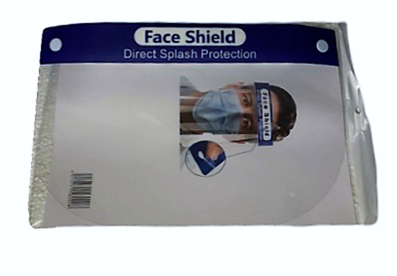 Face Shield Direct Splash Protection, 13"x10", Plastic, 100/Case, Case