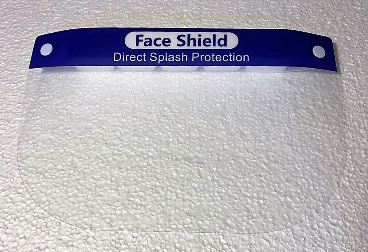 Face Shield Direct Splash Protection, 13"x8.5", Plastic, 50/Box