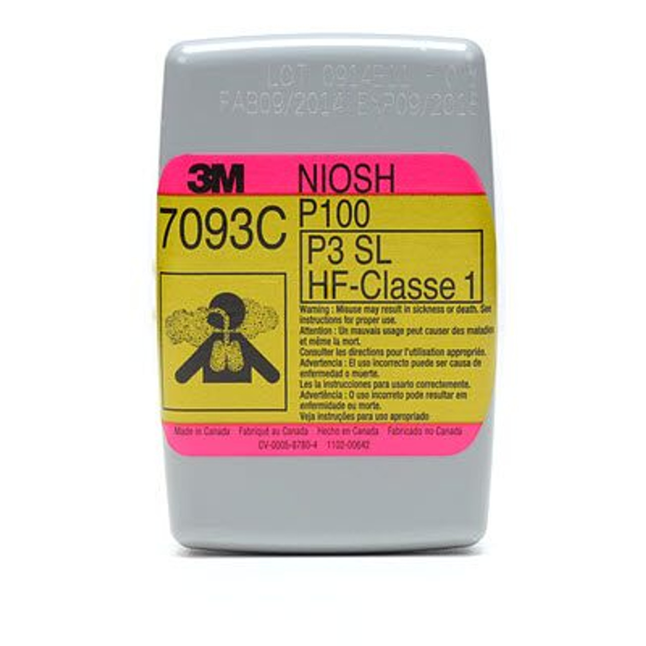 3M 7093C/37173 NIOSH Cartridge/Filter, Hydrogen Fluoride, P100 with Nuisance Level Organic Vapor and Acid Gas Relief,  12/BX, BX