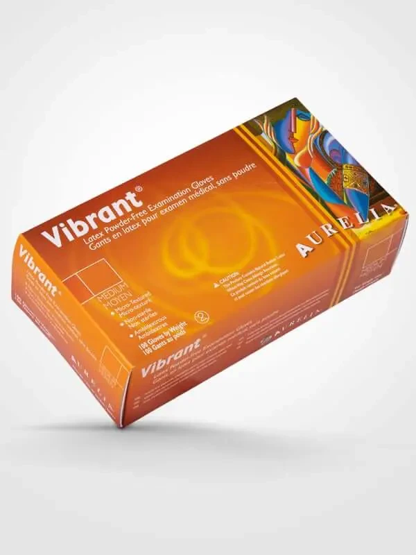 GLOVE EXAM LATEX P/F N/S AURELIA & VIBRANT MICRO-TEXT MED BX/100