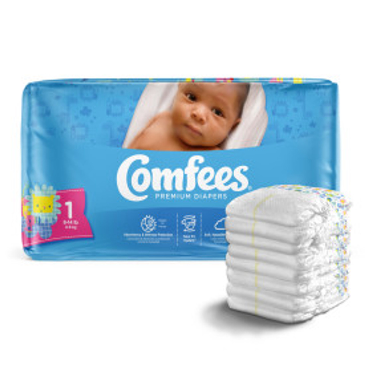 Attends CMF-1 41537 Comfees Baby Diapers, Size 1, 4 Bags of 50