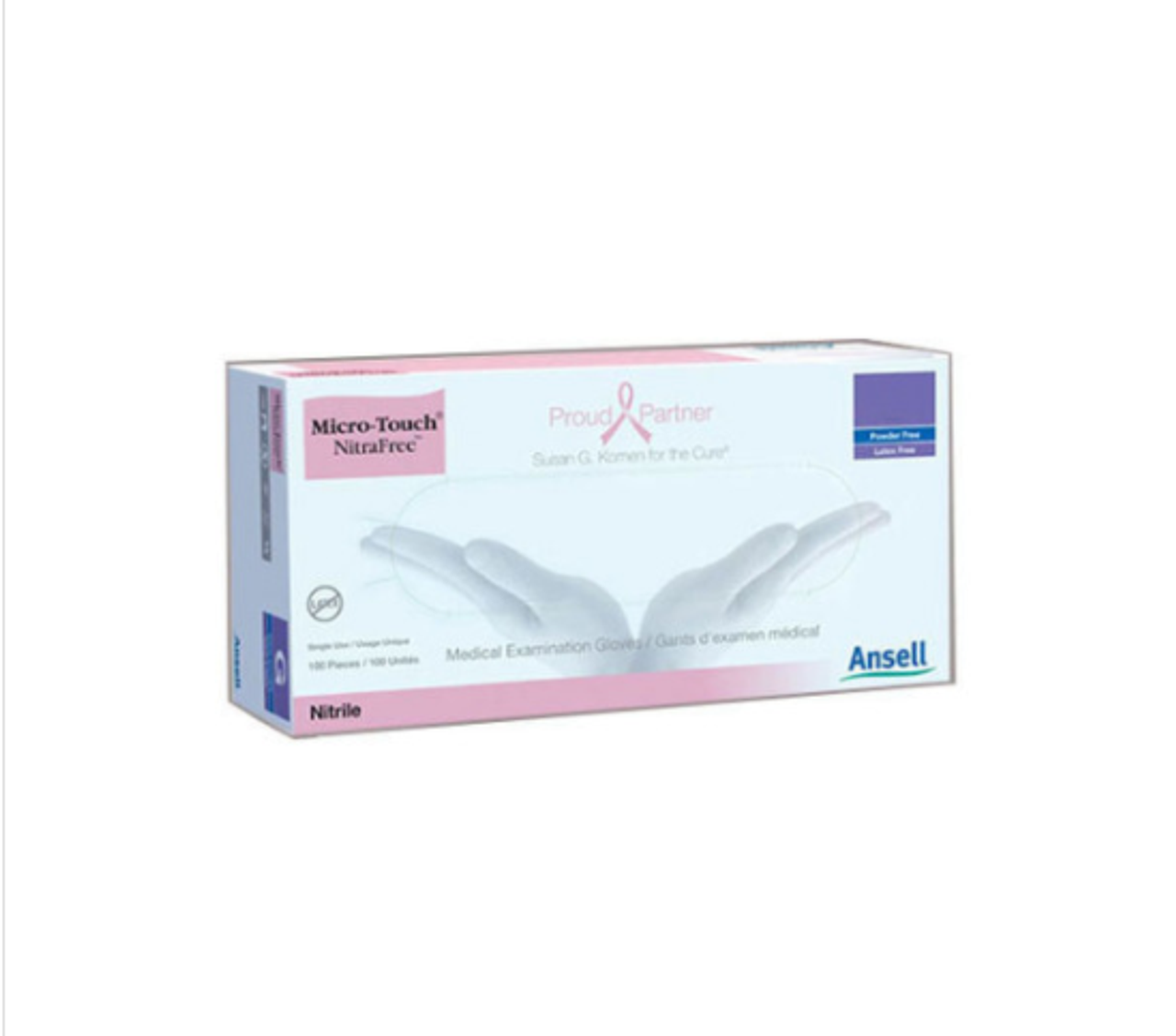 Ansell 6034513 MICRO-TOUCH® 6034513 NITRAFREE™ EXAMINATION GLOVE, POWDER FREE, NITRILE, PINK LARGE, 100/Box, Case of 10