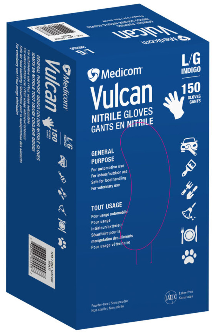 medicom vulcan nitrile gloves 150 count large