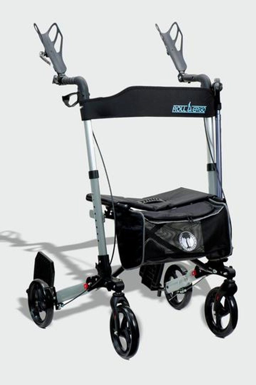 Ergoactives A042 Roller-Go Double Foldable Walker With Forearm Support  (Deluxe with Footrest and free cane)