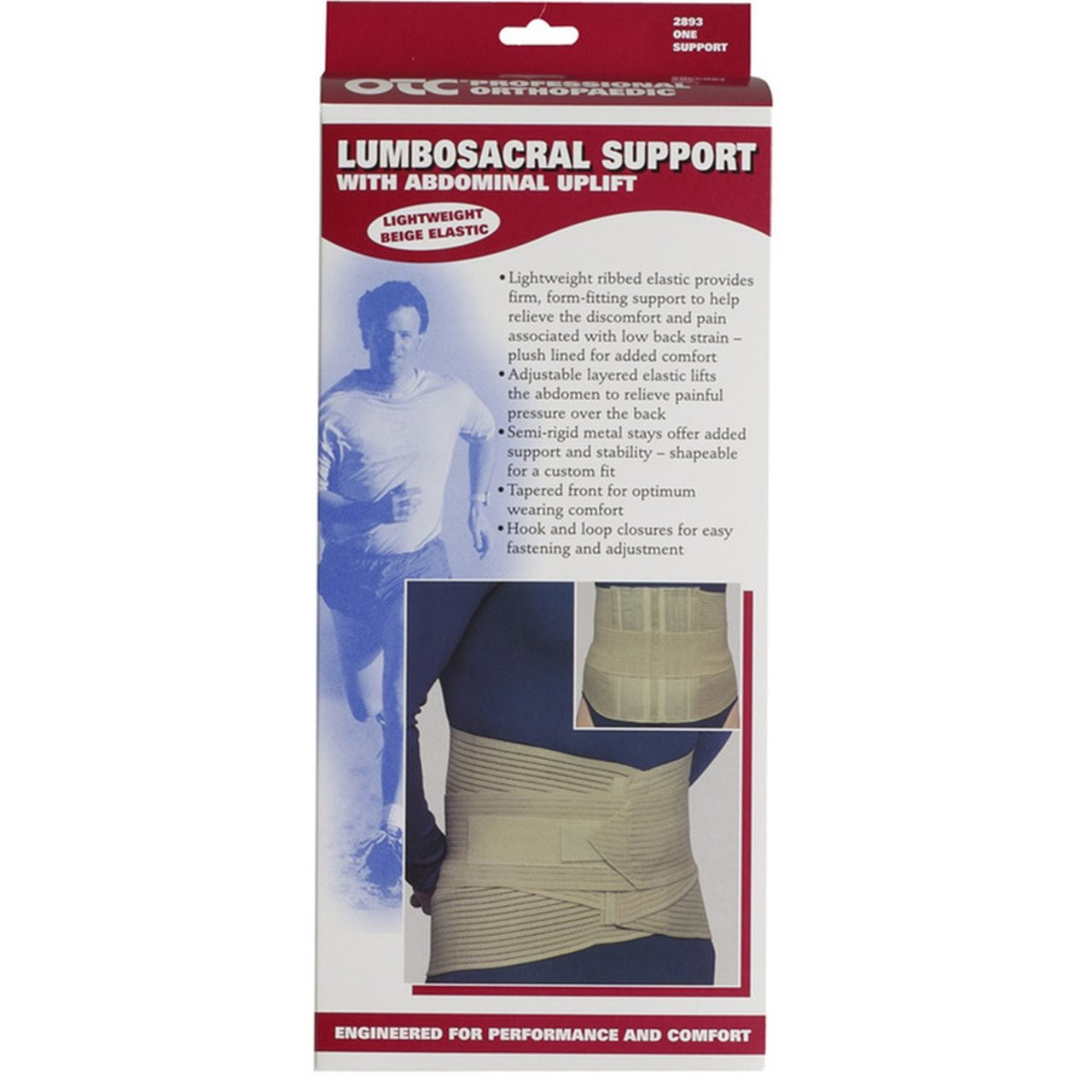 Airway 2893 OTC Lightweight Lumbo-Sacral Support, Abdominal Uplift, Latex-Free, X-Large, Each