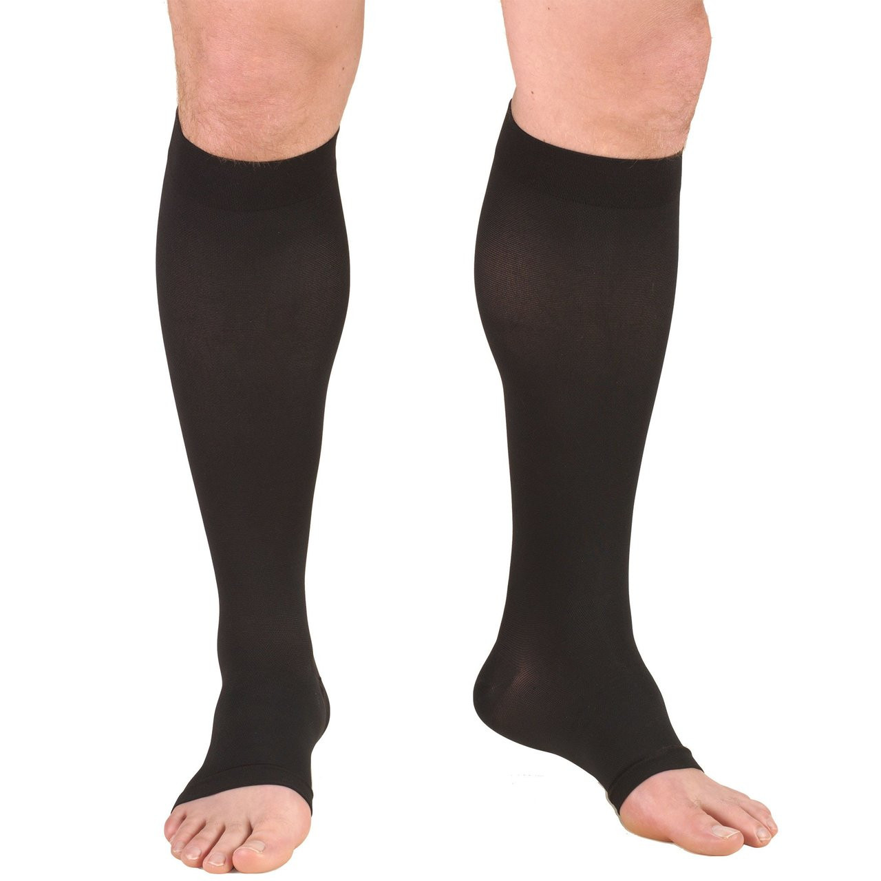 TRUFORM 0865SBL Compression 20-30 mmHg Below-knee, Open-toe, black, short [15"]