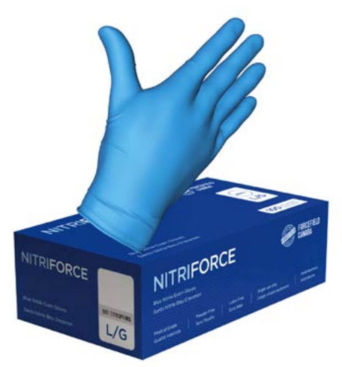 FORCEFIELD 007-77703PF/MG-L NITRI FORCE Nitrile Gloves, Powder-Free, Textured Fingertips, Blue, Large, 1000/Case