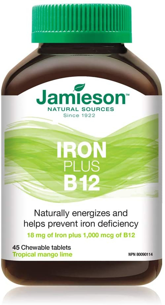 Jamieson IRON PLUS Vitamin B12, 45 TAB CHEW