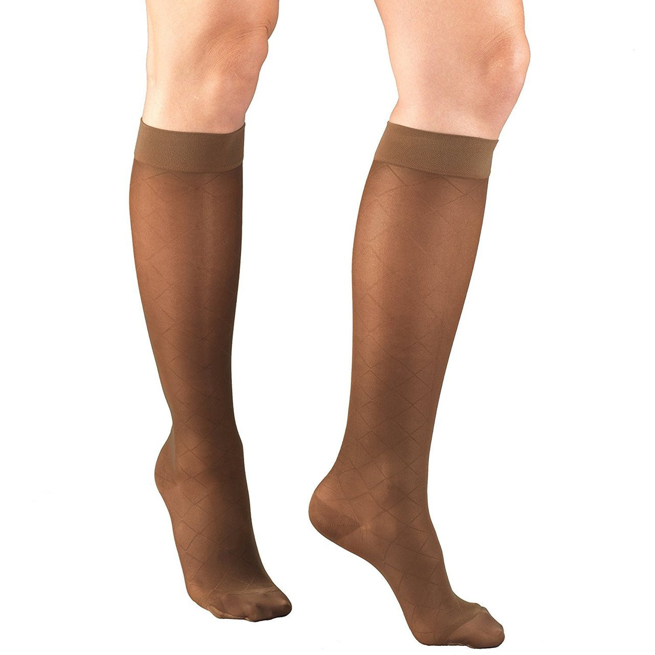 LADIES' SHEER LITES 15-20mmHg Dot Pattern Knee-high, espresso NEW! S-M-L-XL (1782ES)