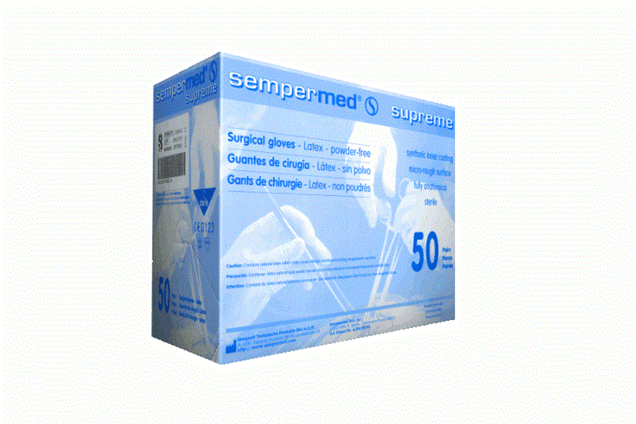 Sempermed SPFP800 Surgical Gloves, Latex Powder-Free Size 8 Sterile, Natural Color 50pr/bx