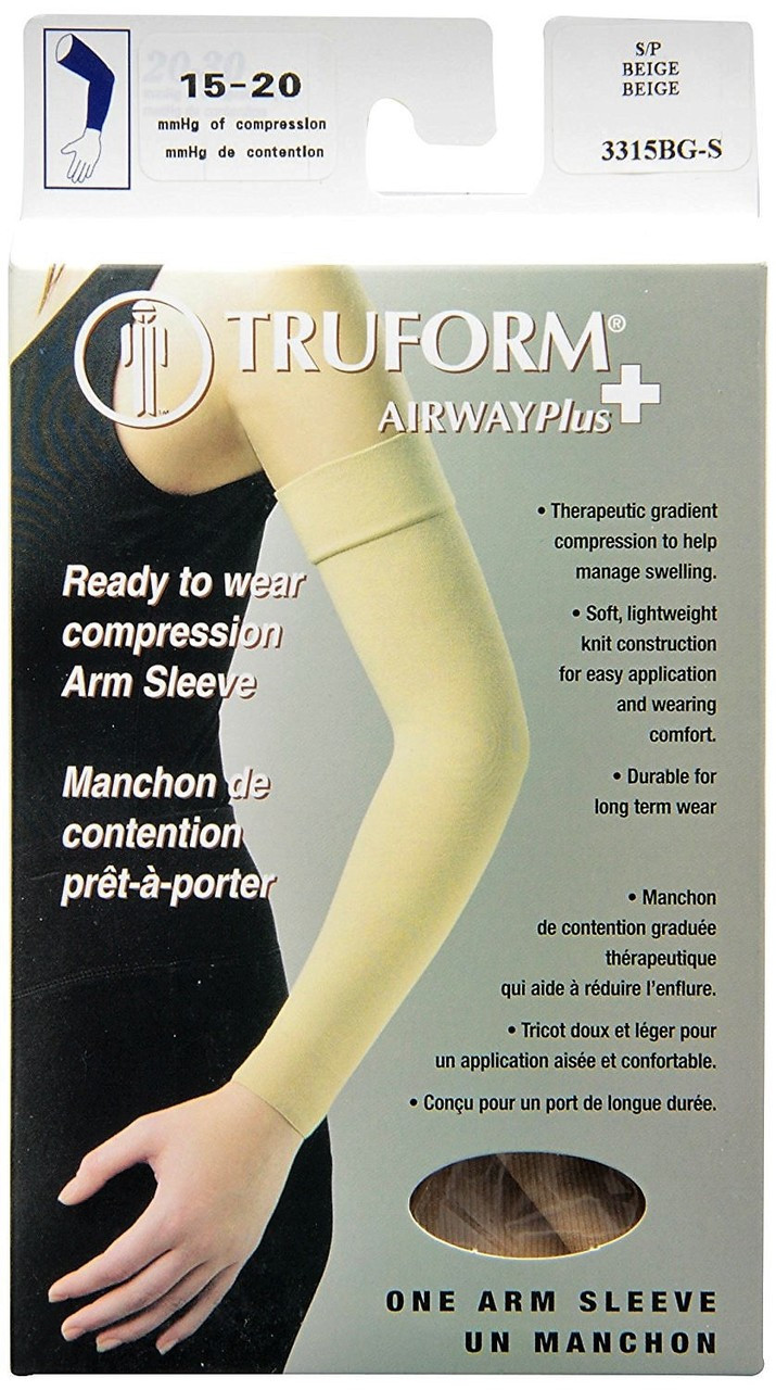 Truform 3315-BG LYMPHEDEMA Compression ARM SLEEVES 15-20mmHg Arm sleeve w/soft top, beige S-M-L (3315-BG)