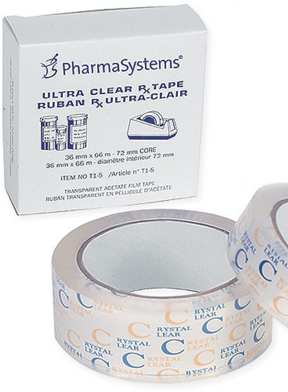 PharmaSystems T1-5-B TAPE RX ULTRA CLEAR, 3"CORE, 1.5"X72YD