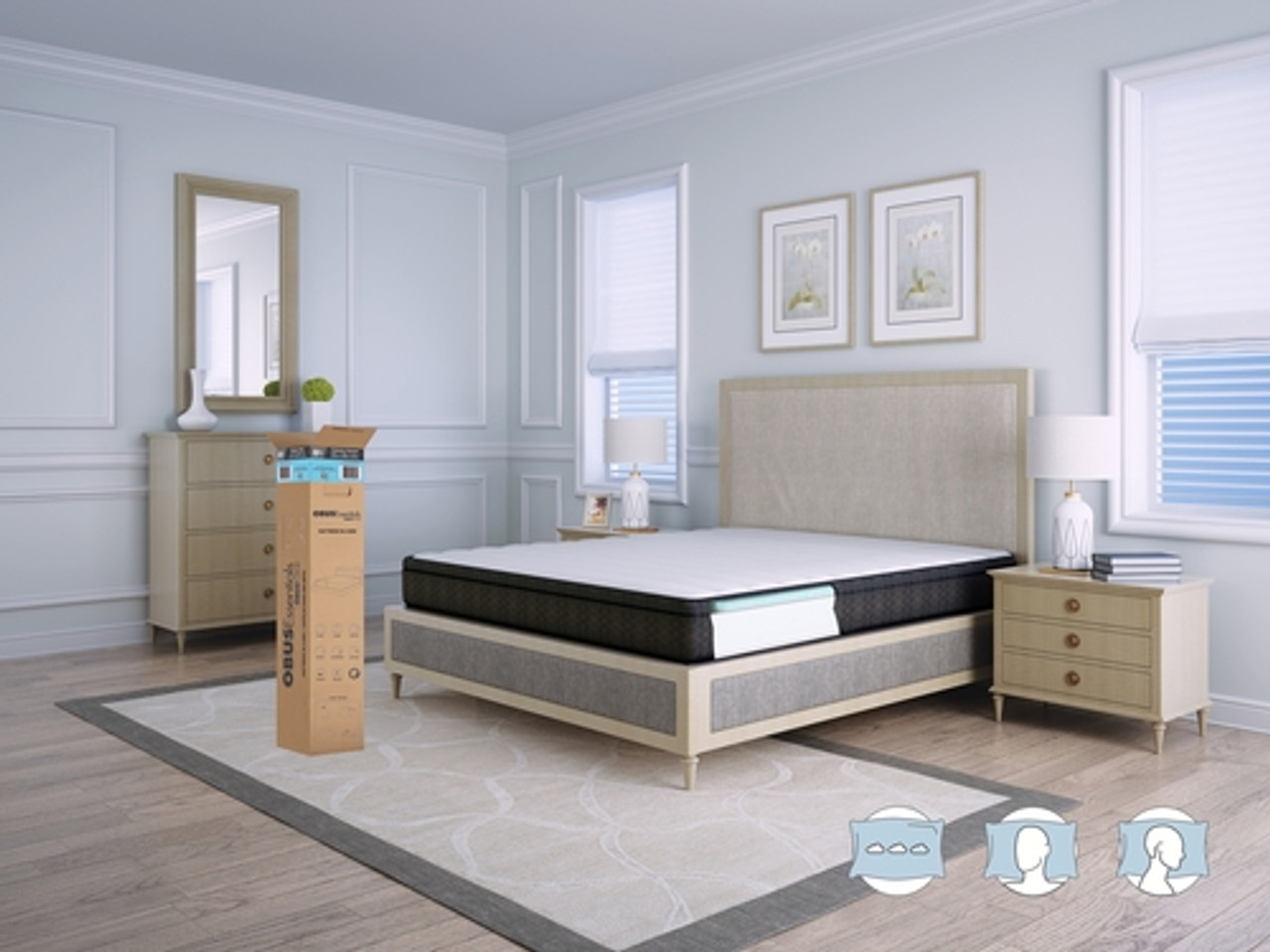 ObusForme MTE-GL8-QN ObusEssentials Gel Series -8”  MEDI-GEL cooled bed in the box Mattress, Queen