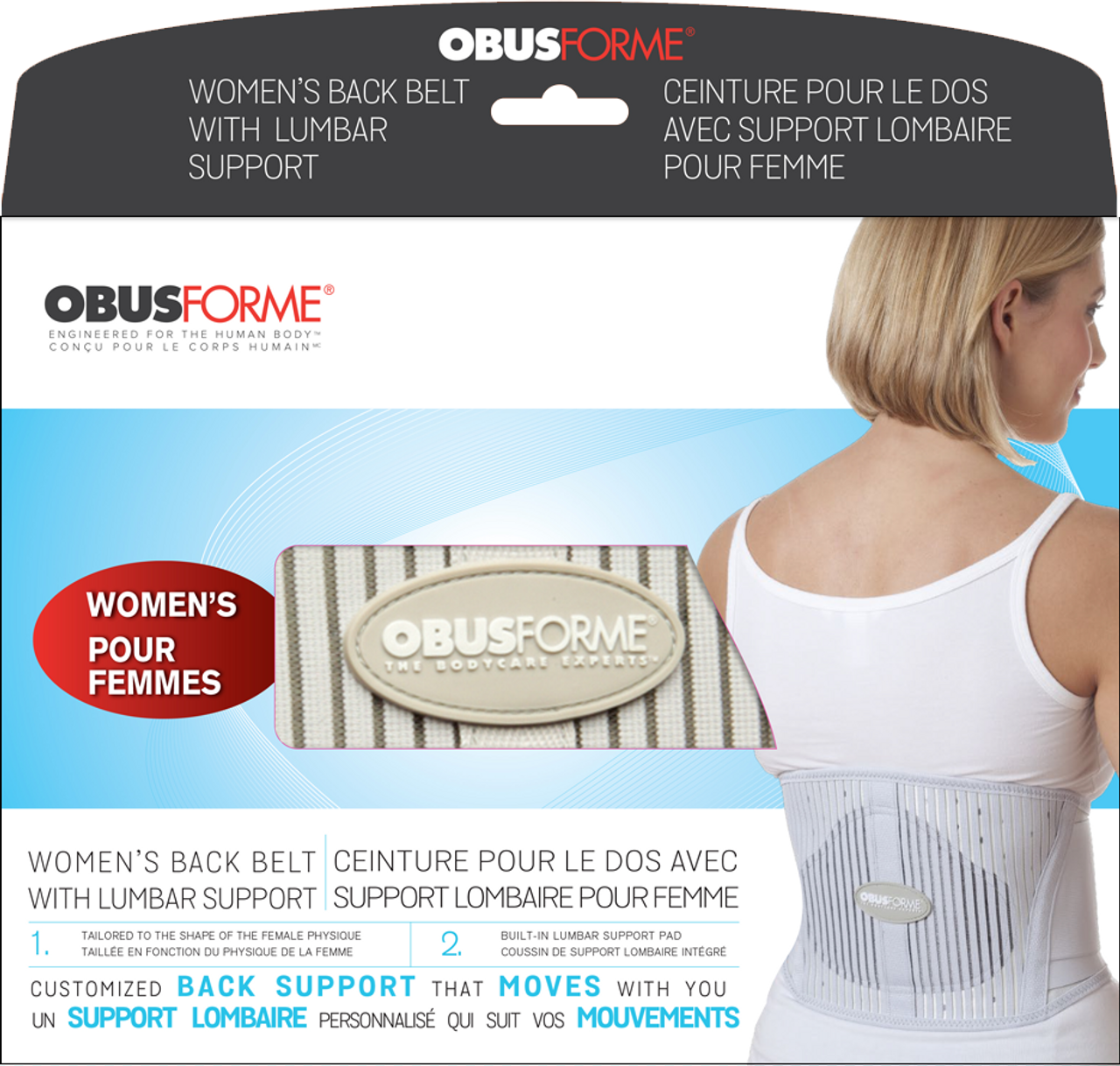 ObusForme® BB-FM1-XX Ladies Back Belt with Built in Lumbar Support 44"-60"/112-152cm