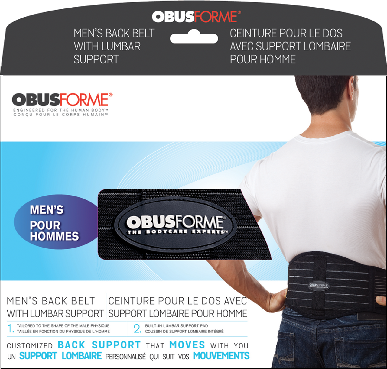 ObusForme® BB-ML1-XX Mens Back Belt with Built in Lumbar Support 54"- 62"/137-158cm