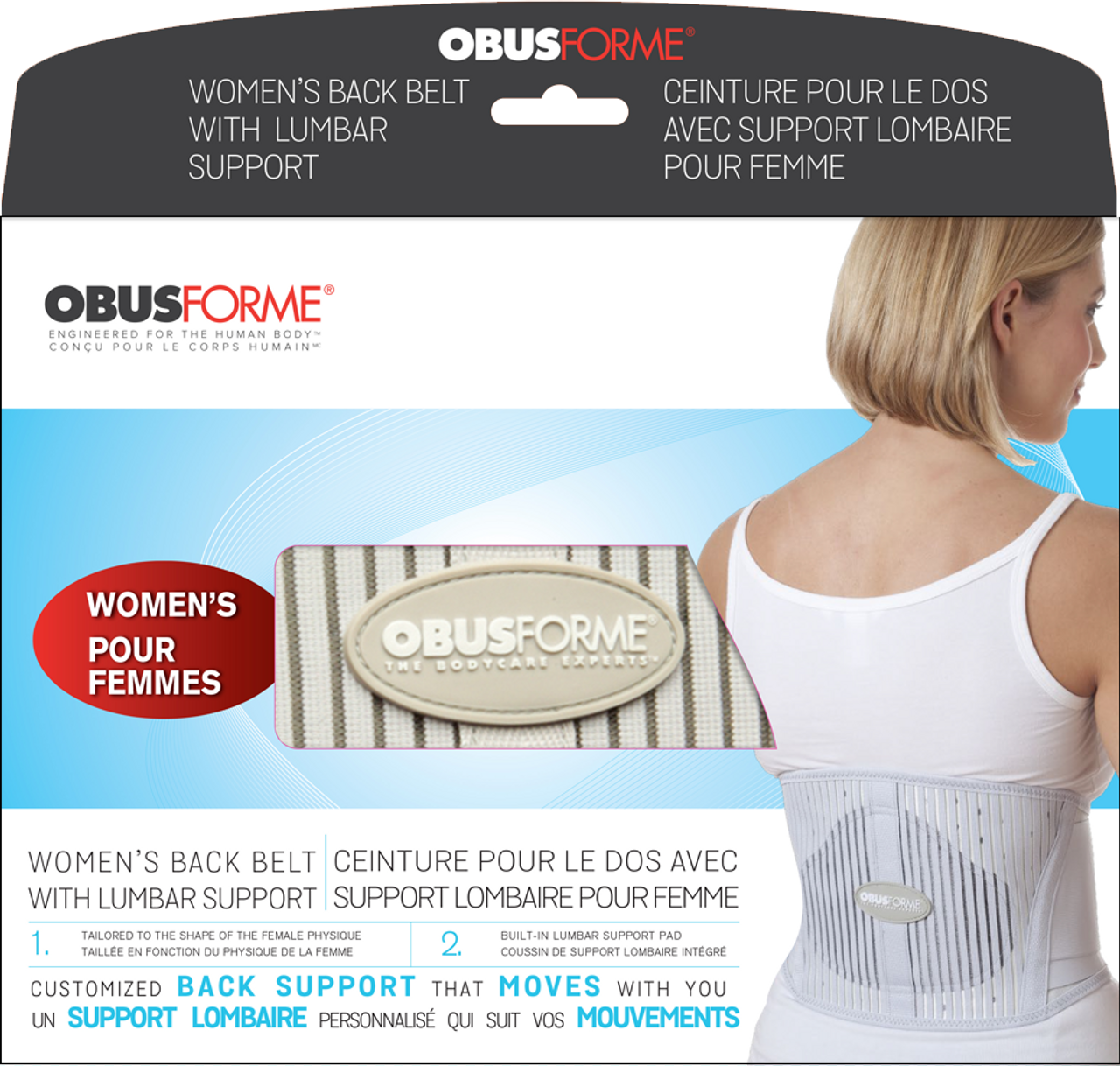 ObusForme® BB-FM1-LX Ladies Back Belt with Built-in Lumbar Support 37"- 43"/94-109cm