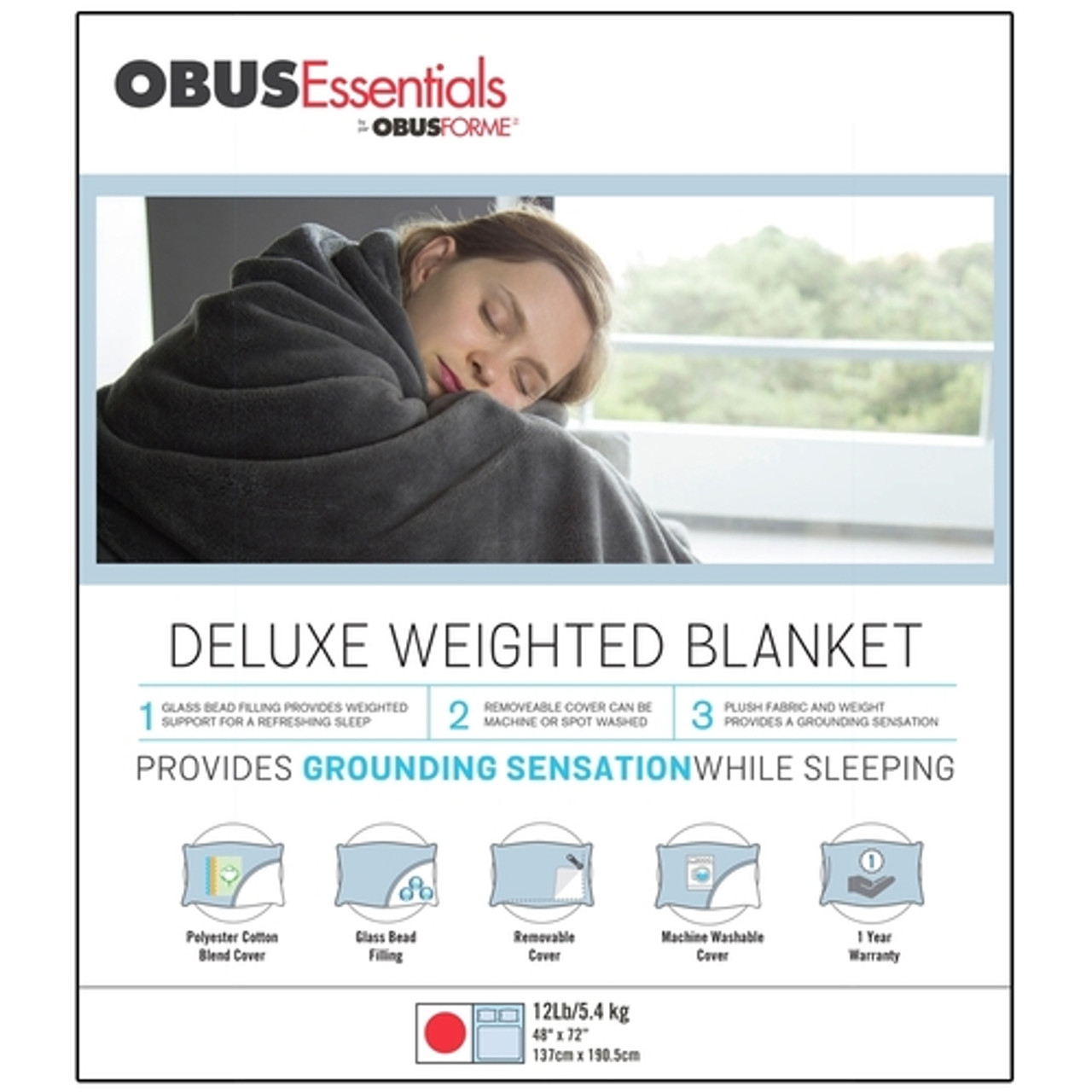 OBUSFORME WTB-10-GY ObusEssentials Weighted Blanket, 10 lbs