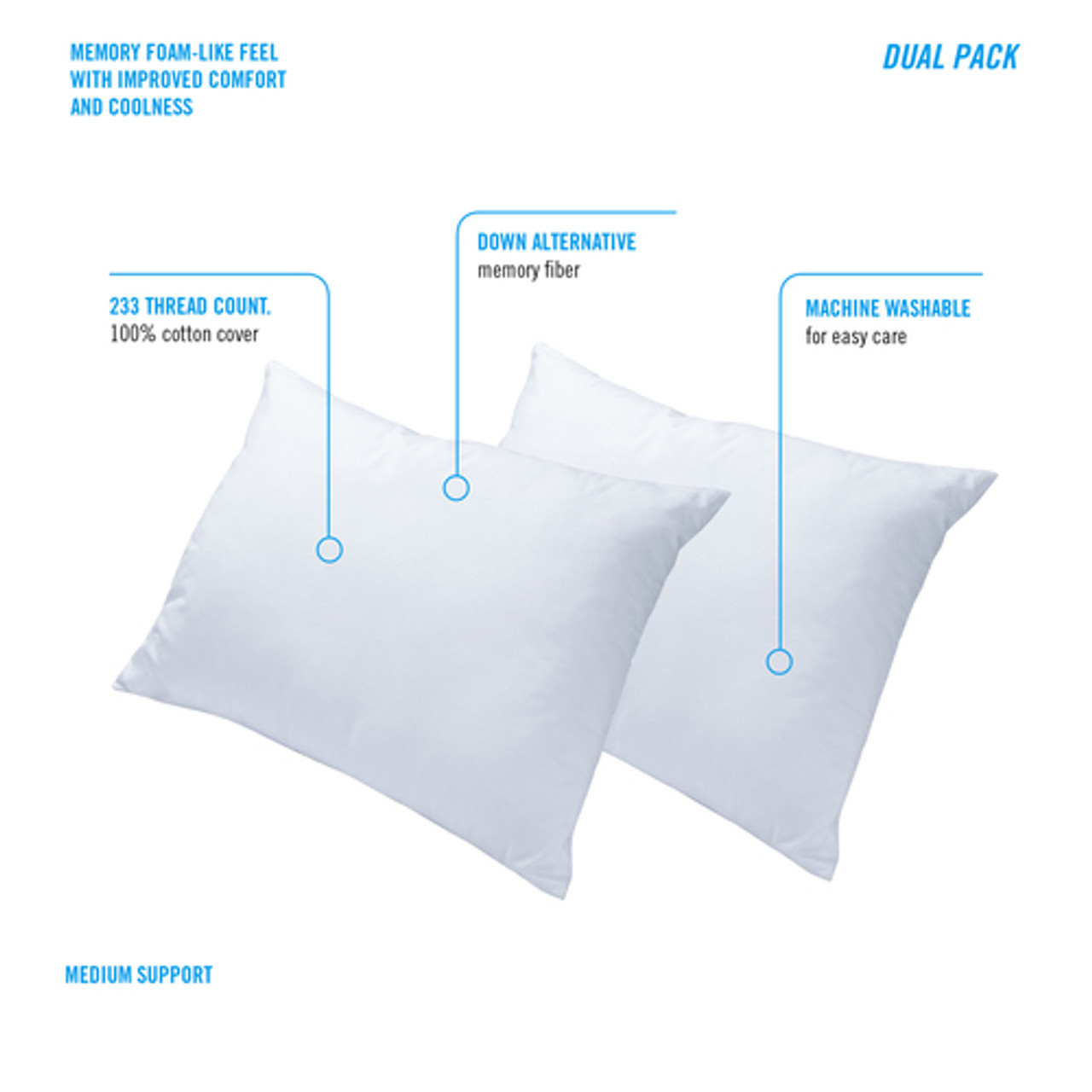 ObusForme PL-FIB-DP Fiber Filled Pillow Back, Side  Sleeper, Medium support