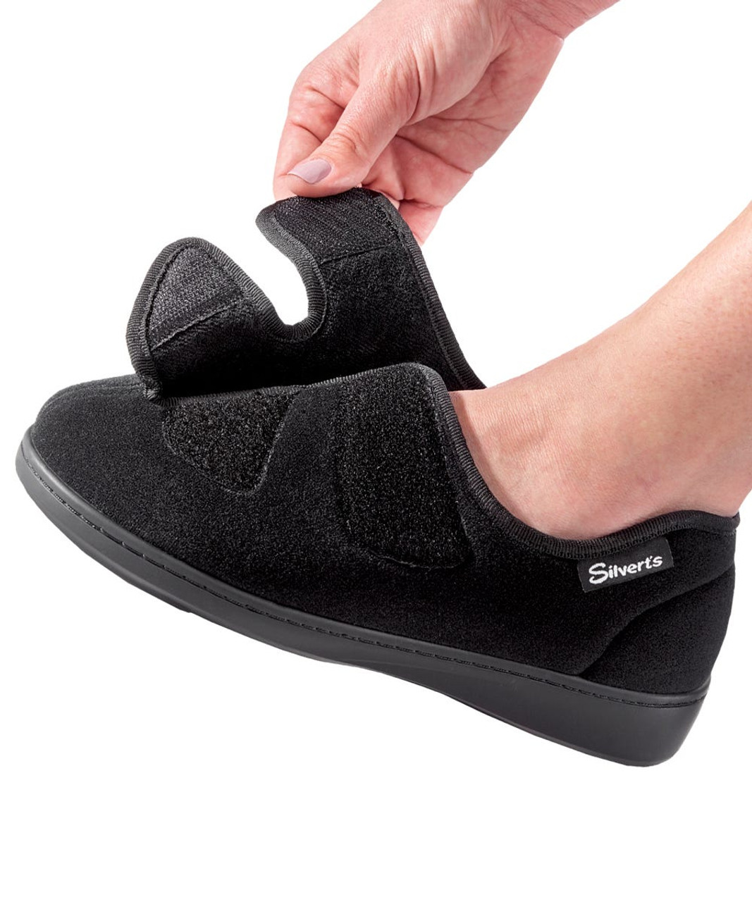 Silverts SV10260 Womens Stretchable Comfort Hugster Shoe / Slipper Black, Size=10, SV10260-SV2-10