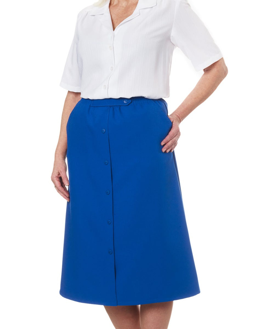 Silverts SV13130 Womens Conventional Elastic Waist Skirt Cobalt, Size=38, SV13130-SV765-38