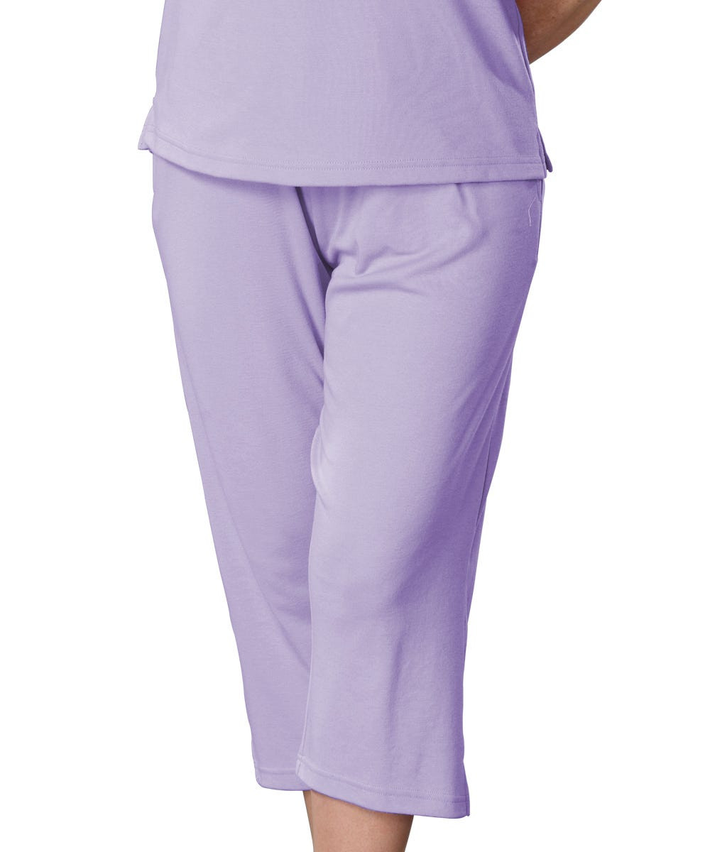 Silverts SV13160 Womens Arthritis Elastic Waist Pull On Capris Pants French Lilac, Size=2XL, SV13160-SV830-2XL