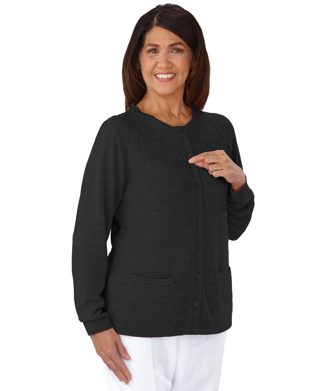 Silverts SV13280 Women's Lightweight Knit Cardigan Black, Size=M, SV13280-SV2-M