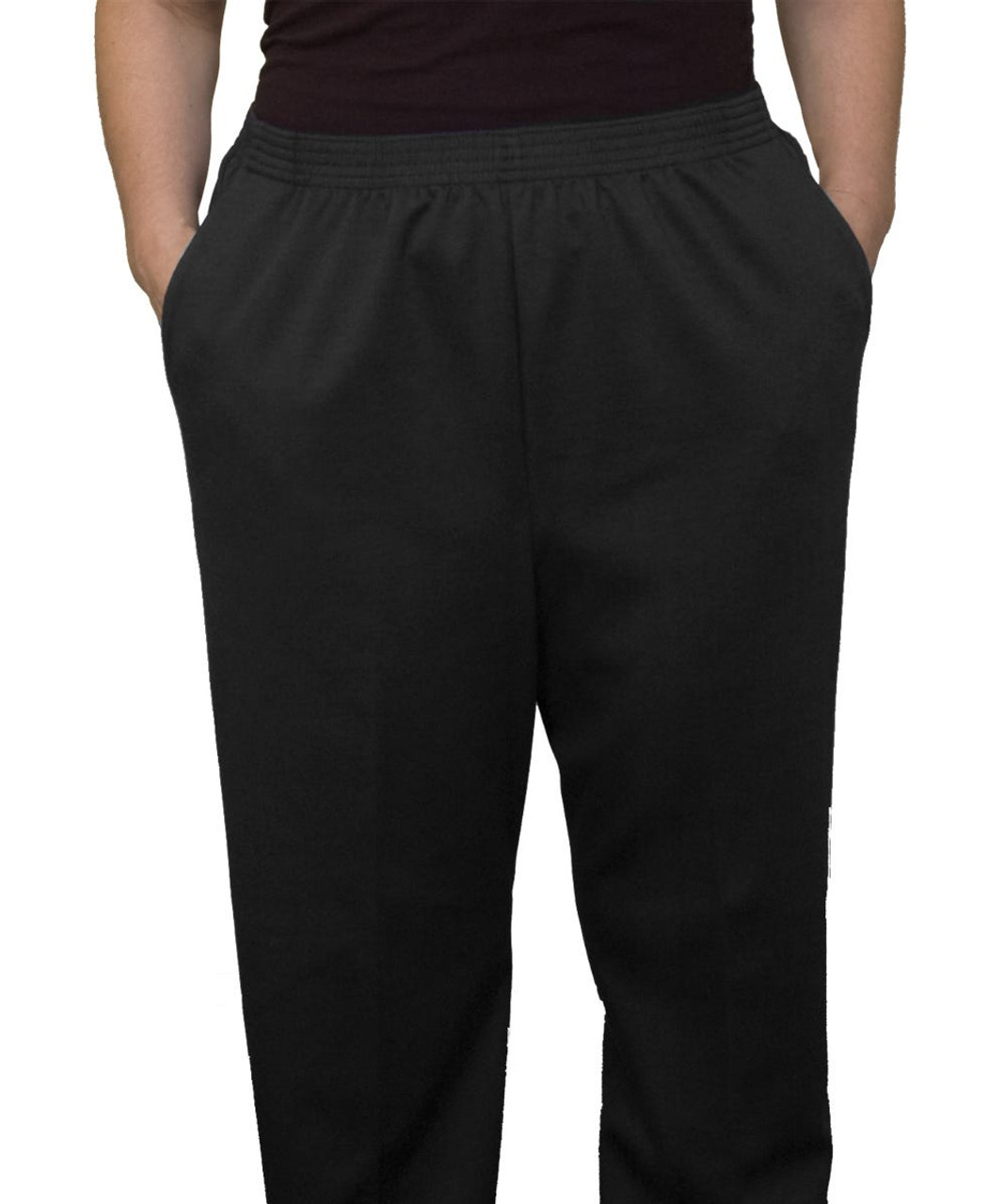 Silverts SV13410 Women's Pull On Elastic Waist Pants with Pockets Black, Size=4XL, SV13410-SV2-4XL