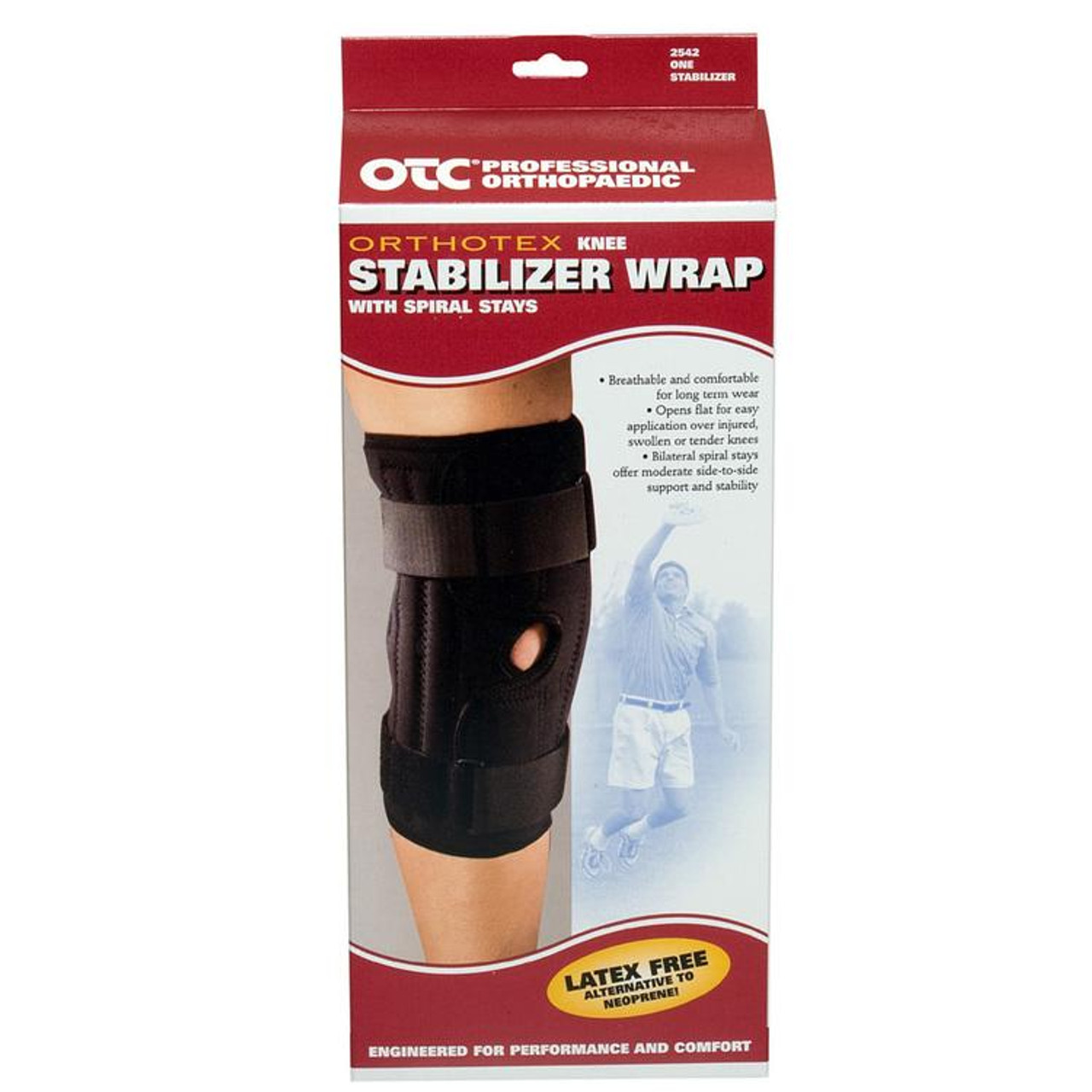 OTC 2542 ORTHOTEX- Knee Stabilizer Wrap w/ Spiral Stays XS-S-M-L-XL-2XL-3XL-4XL-5XL