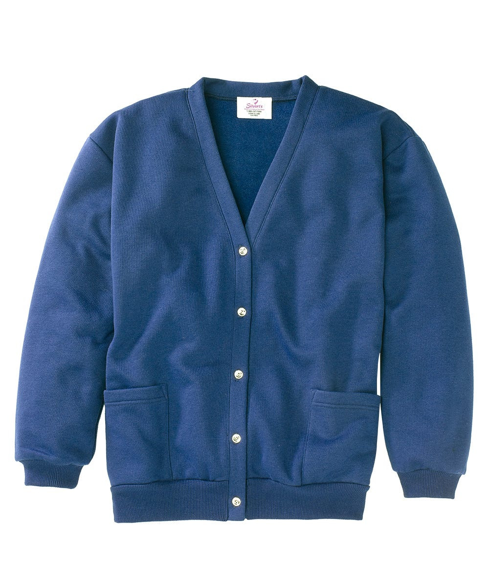Silverts SV13690 Womens Fleece Cardigan - Two Pocket Button Front Cardigans Navy, Size=L, SV13690-SV3-L