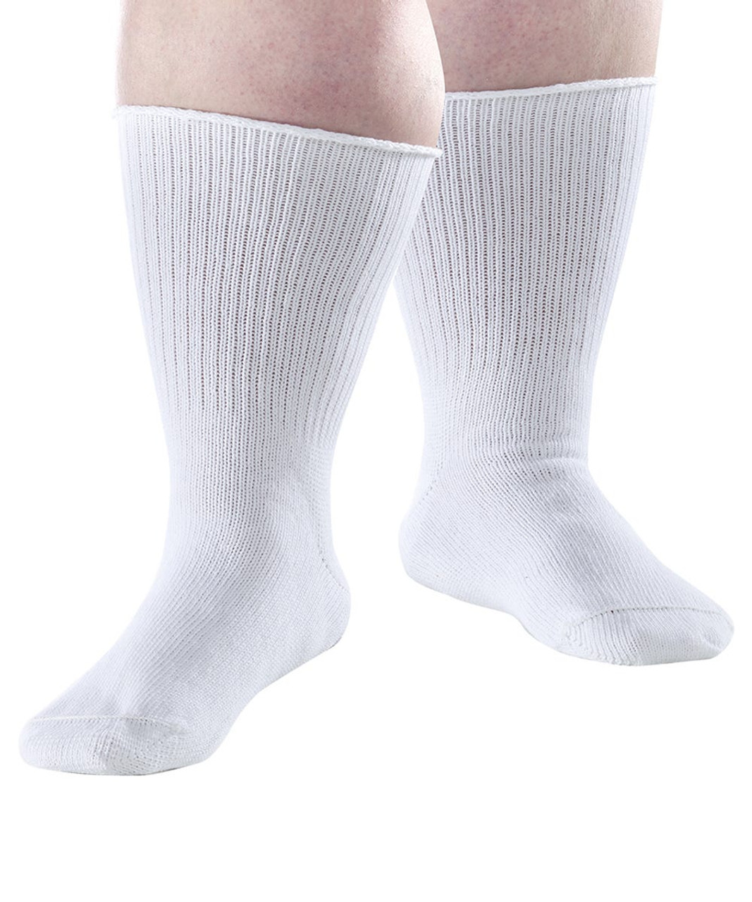 Silverts SV19170 2 Pack - Extra Wide Edema Diabetic Socks for Men and Women White, Size=XL, SV19170-SV39-XL