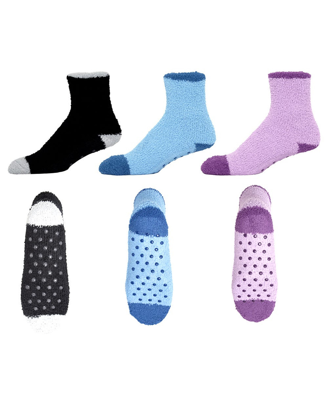 Silverts SV19210 3 Pack - Women's Non Skid Resistant Slipper Socks Pastel Pack, Size=OS, SV19210-SV723-OS