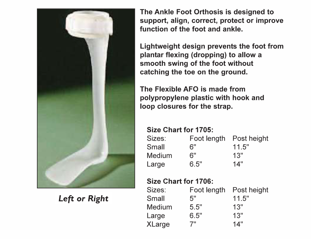 OTC 1705 Posterior Leaf Spring Ankle-Foot Orthosis (A.F.O.) (trimmed)