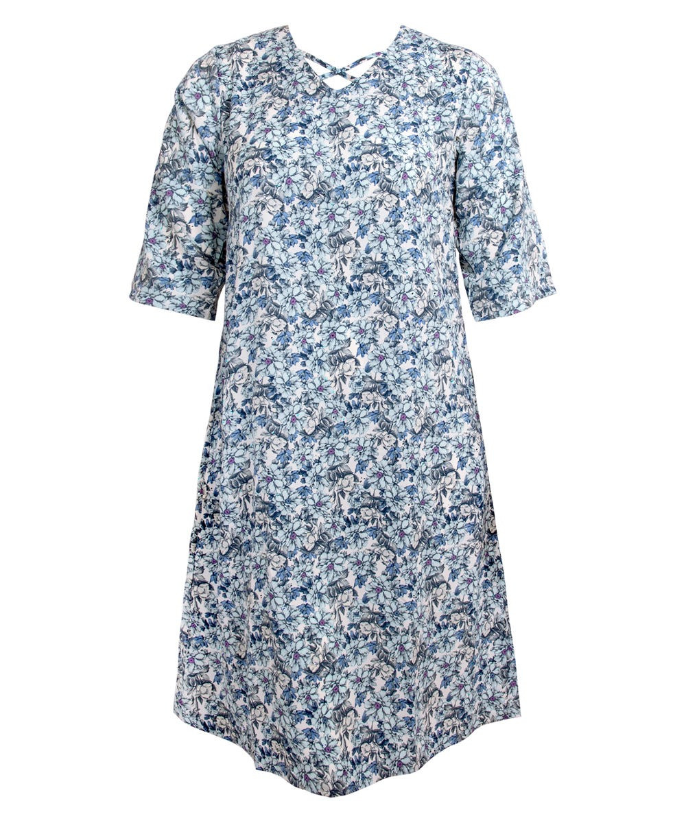 Silverts SV21180 Womens Decorative Neck Adaptive Dress Estate Blue, Size=3XL, SV21180-SV1261-3XL