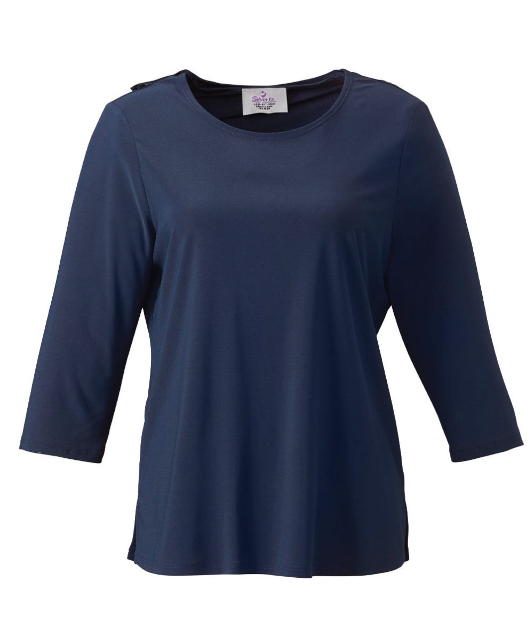 Silverts SV22620 Solid Color Open Back Top for Women Navy, Size=3XL, SV22620-SV3-3XL