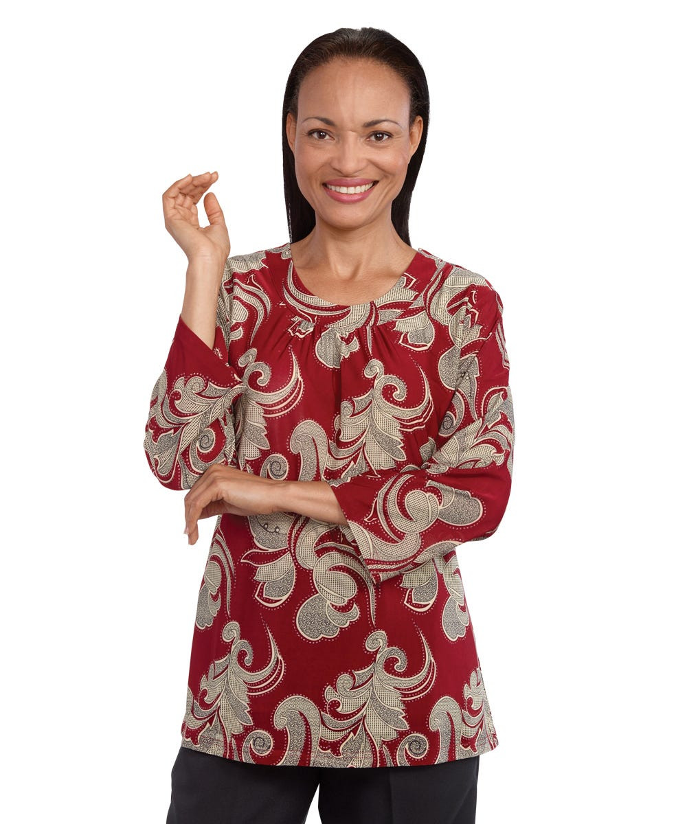 Silverts SV23180 Women's Attractive Adaptive Top Red Sparkle, Size=2XL, SV23180-SV1278-2XL