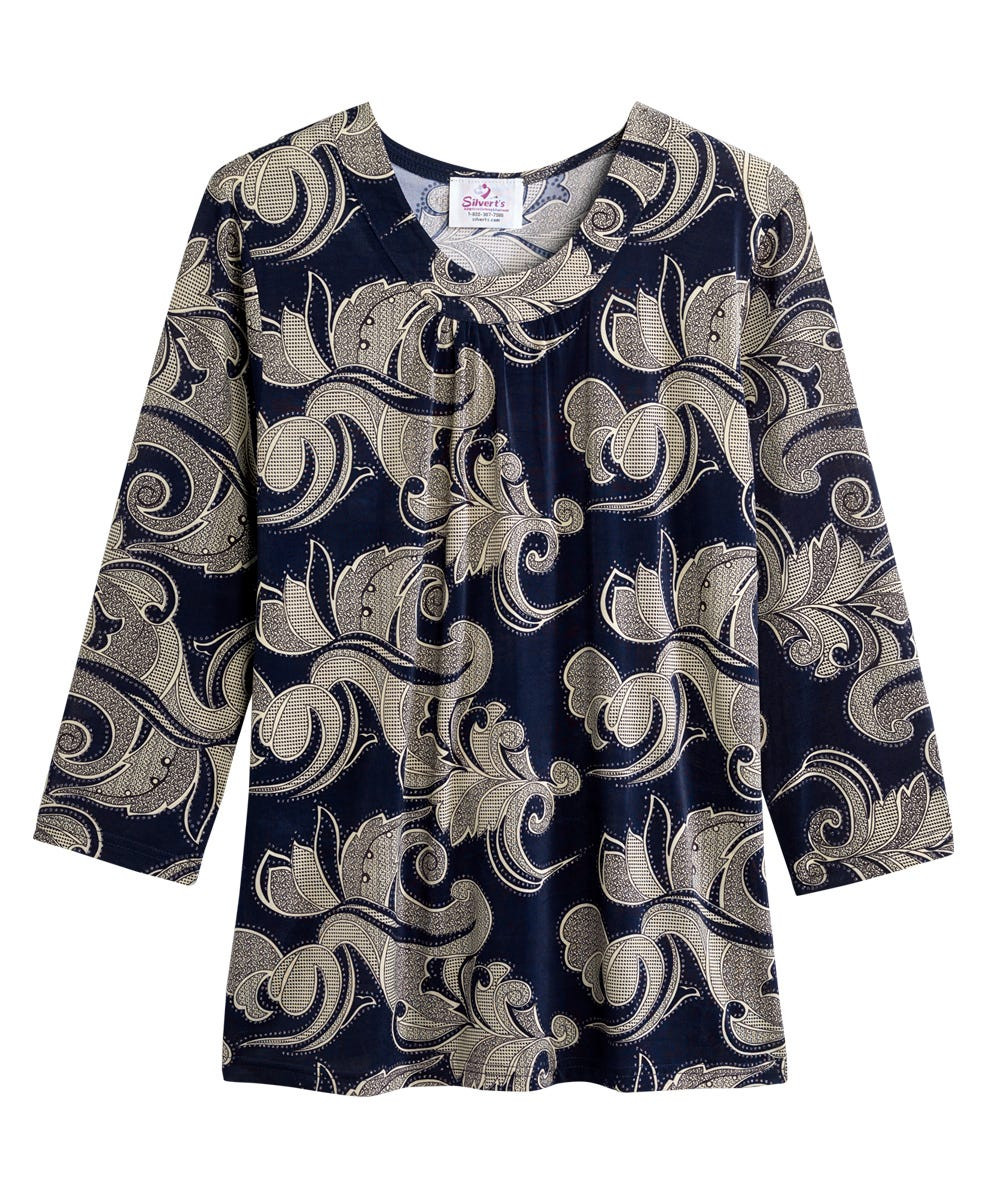 Silverts SV23180 Women's Attractive Adaptive Top Navy Sparkle, Size=XL, SV23180-SV306-XL