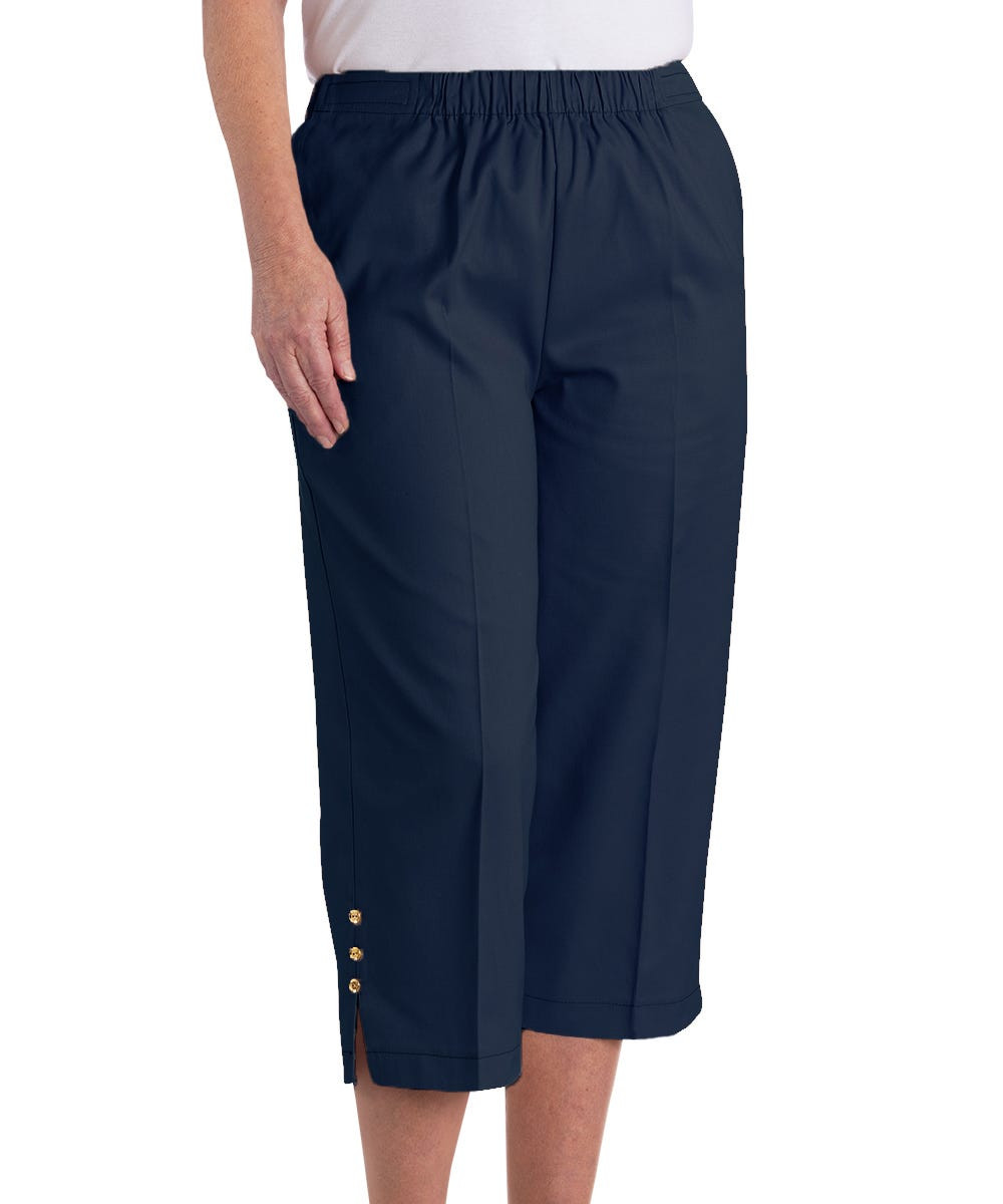 Silverts SV23450 Womens Open Side Arthritis Cotton Capris Pants Navy, Size=3XL, SV23450-SV3-3XL