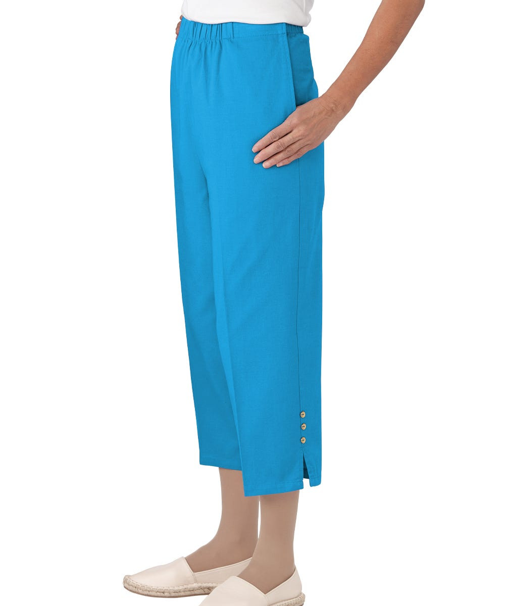 Silverts SV23450 Womens Open Side Arthritis Cotton Capris Pants Peacock, Size=M, SV23450-SV664-M