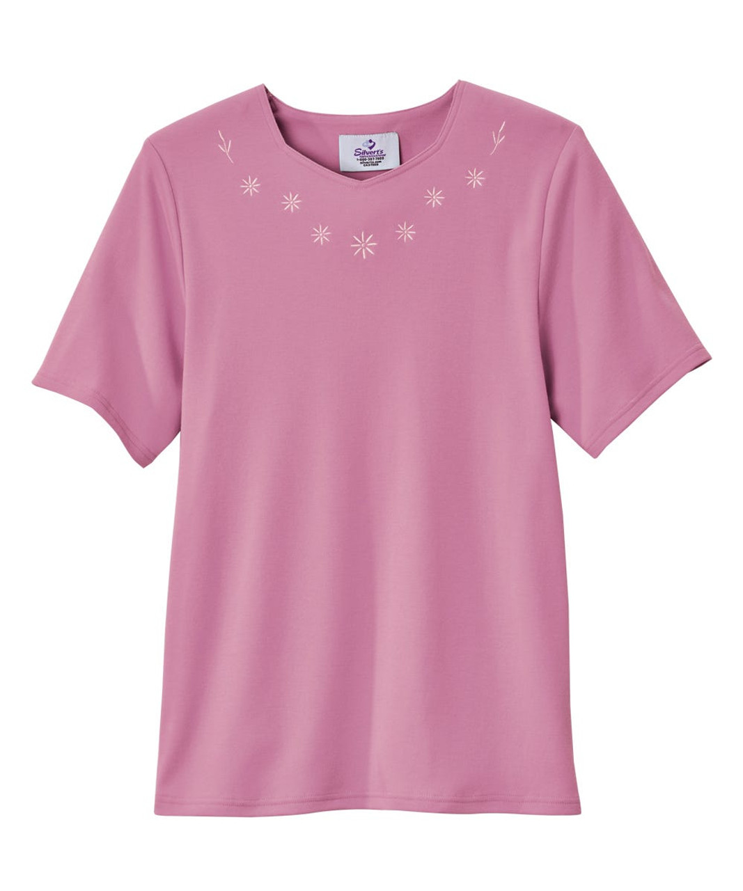 Silverts SV24710 Women's Soft Embroidered Adaptive Top Bordeaux, Size=XL, SV24710-SV1103-XL
