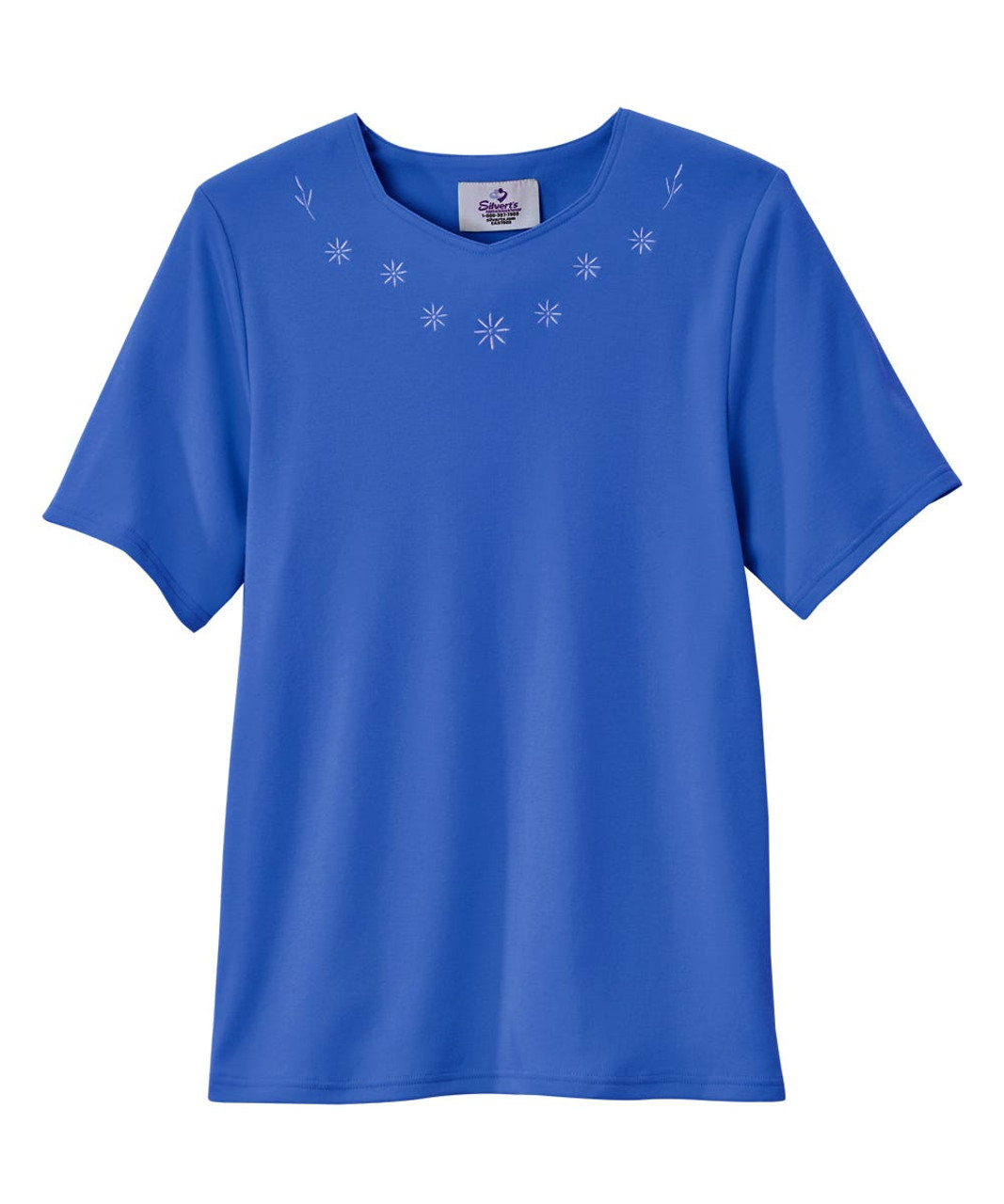 Silverts SV24710 Women's Soft Embroidered Adaptive Top Blue, Size=L, SV24710-SV15-L Silverts SV24710 Women's Soft Embroidered Adaptive Top Blue, Size=L, SV24710-SV15-L