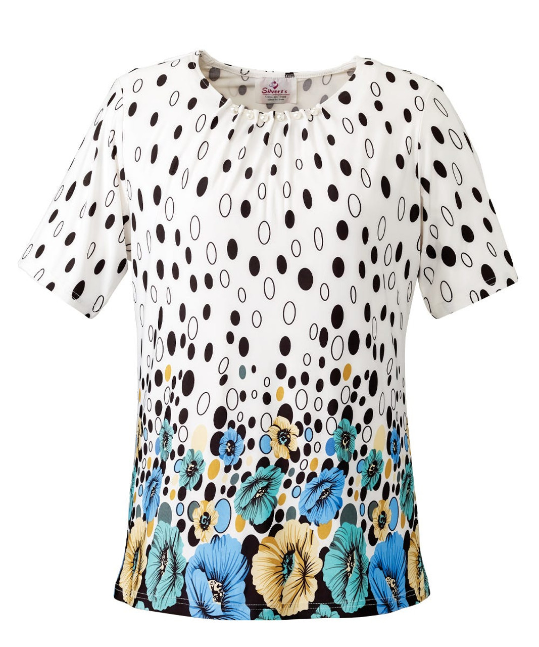 Silverts SV24780 Women's Adaptive Fashion Top Short Sleeve  Multi-Circle, Size=XL, SV24780-SV1281-XL