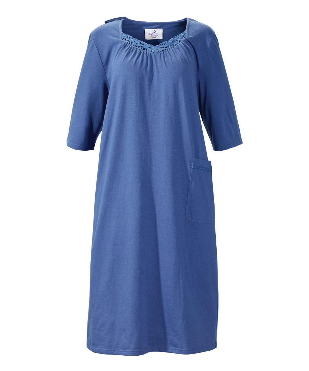 Silverts SV26060 Womens Hospital Nursing Home Adaptive Patient Gowns Galaxy Blue, Size=2XL, SV26060-SV1253-2XL