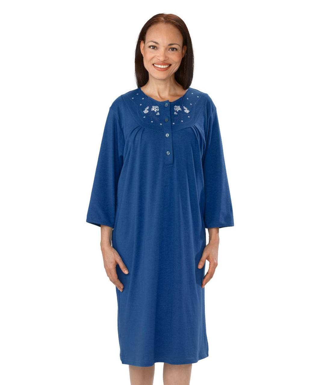 Silverts SV26170 Adaptive Long Sleeve Hospital Gown for Women Navy, Size=S, SV26170-SV3-S