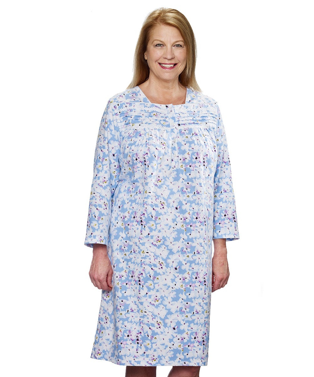 Silverts SV26300 100% Cotton Flannel Hospital Gown with Snaps  Abstract Floral, Size=2XL, SV26300-SV1045-2XL