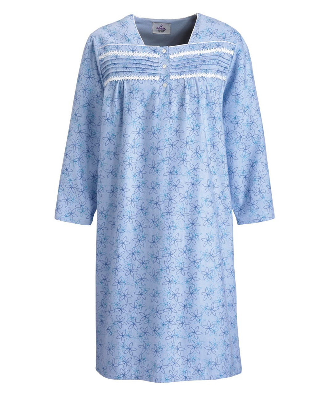 Silverts SV26300 100% Cotton Flannel Hospital Gown with Snaps  Blue Pinwheels, Size=3XL, SV26300-SV1306-3XL
