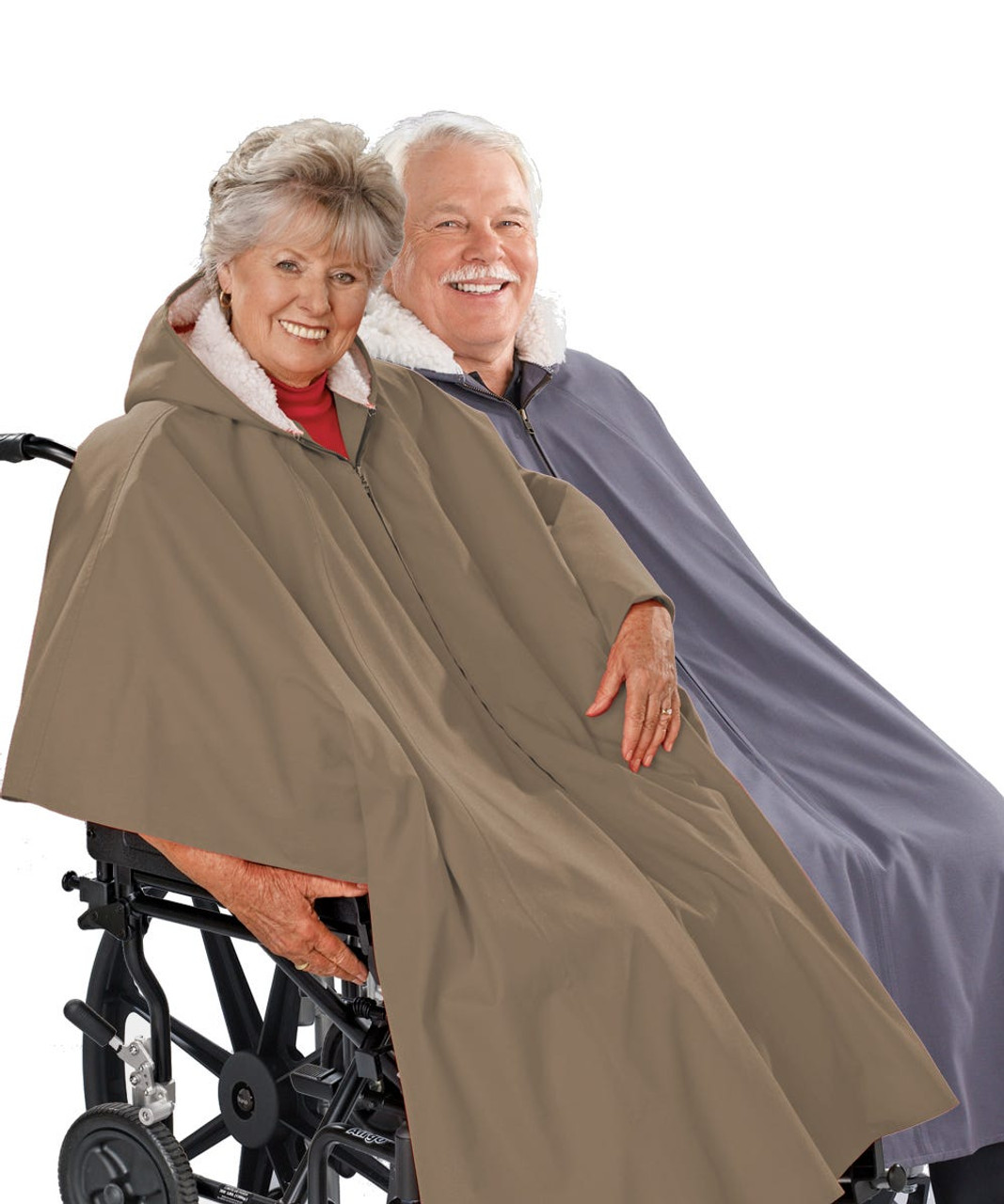 Silverts SV27000 Warm Wheelchair Cape for Women & Men with Hood Taupe, Size=OS, SV27000-SV44-OS